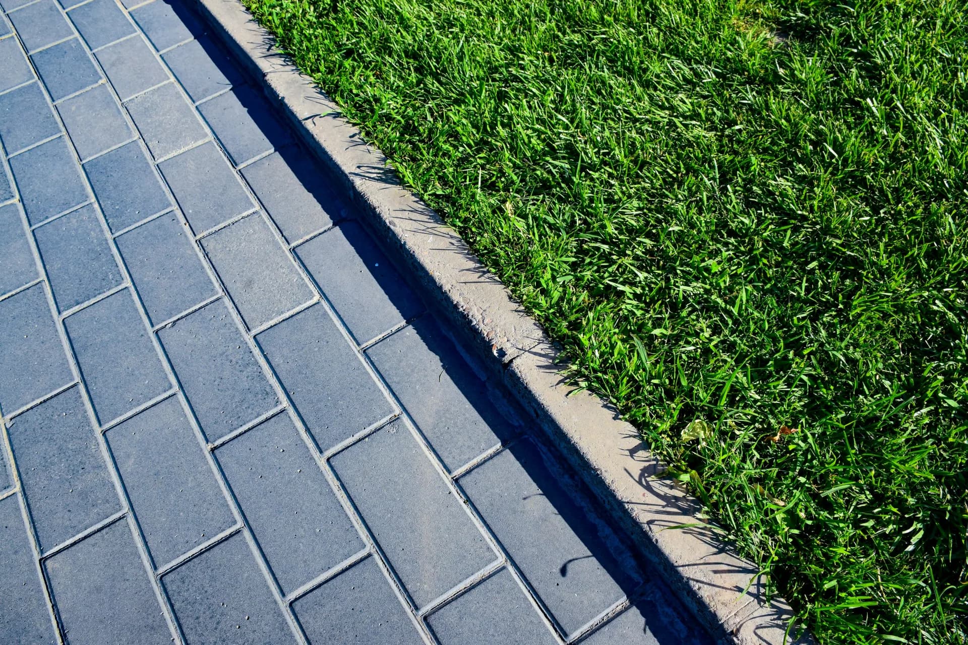 Freshly poured commercial concrete curb and gutter line in parking lot