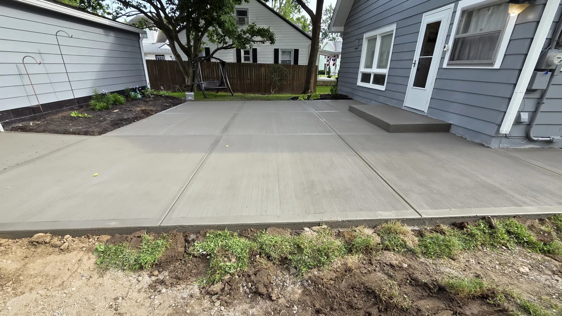 Detail of concrete forms and gravel base preparation