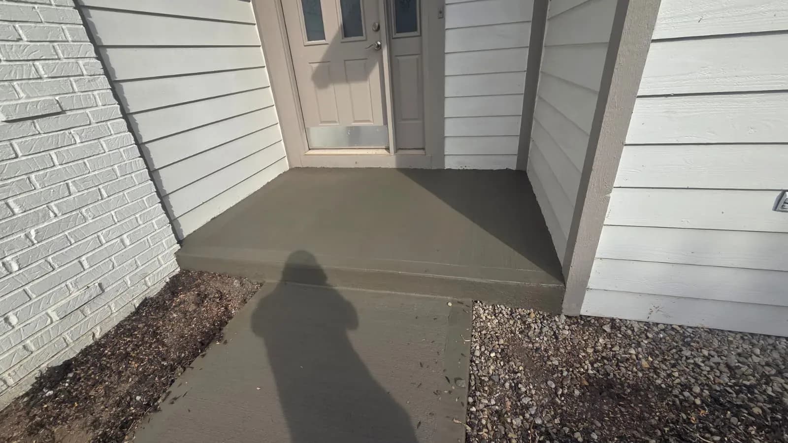 Decorative stamped concrete walkway detail in Fishers IN