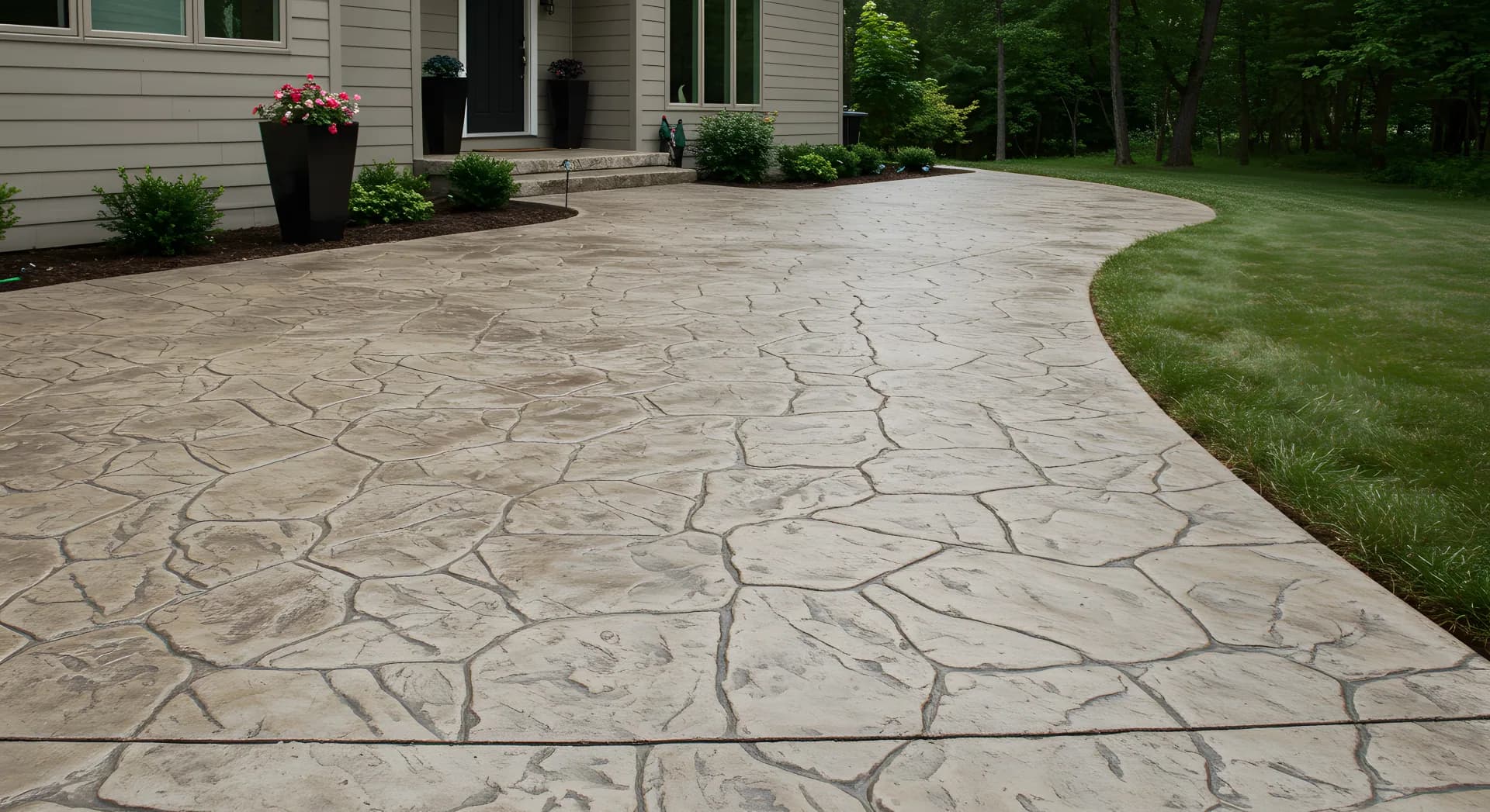 Decorative stamped sidewalk border in Indianapolis IN