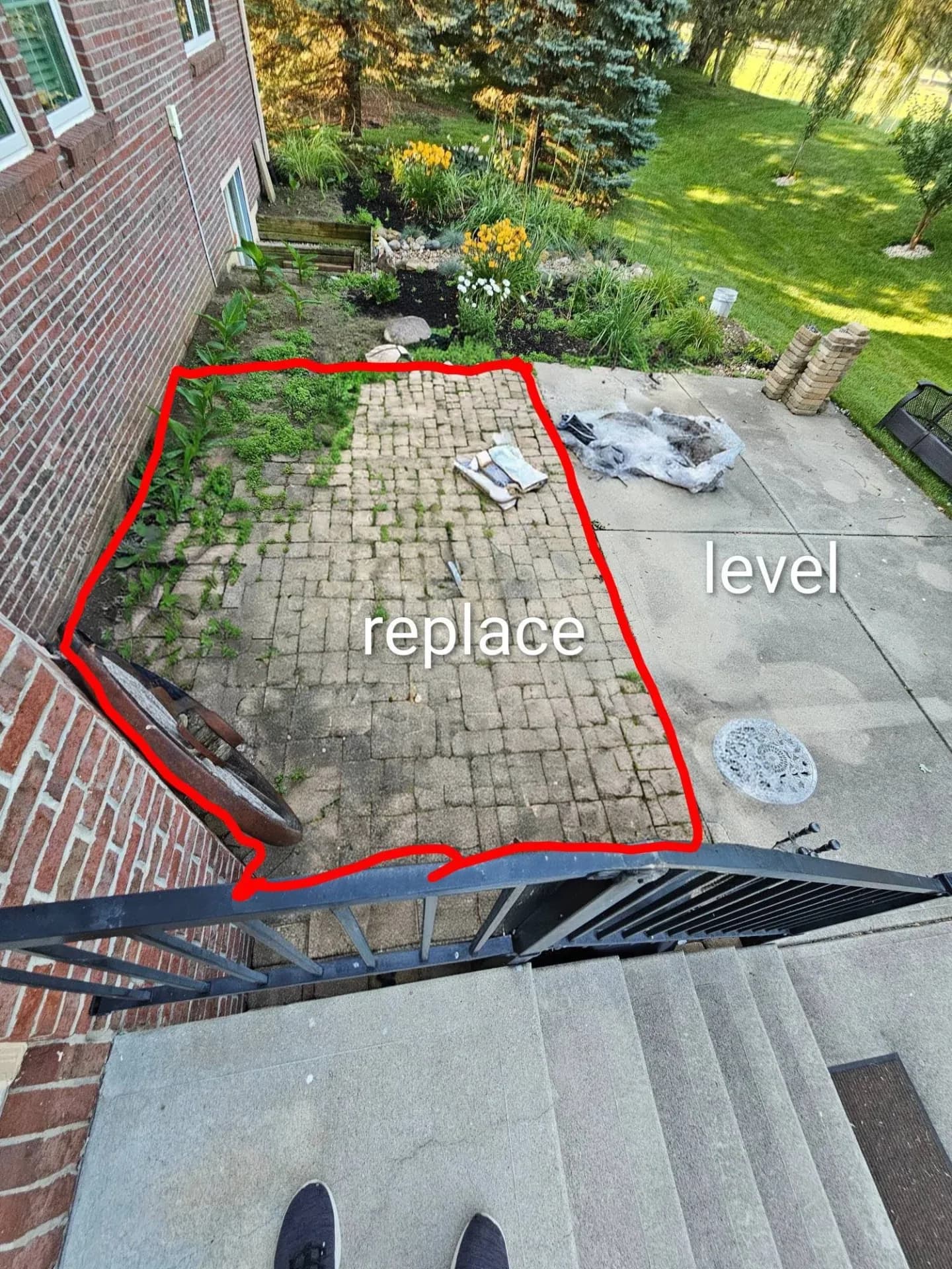 Compact excavator prep on a concrete replacement site